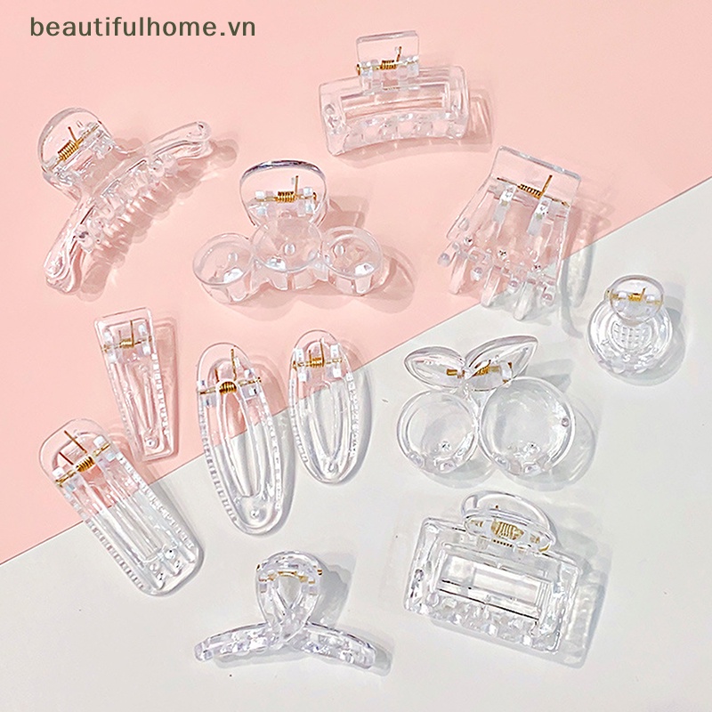 Set 10 Kẹp Tóc Càng Cua Bằng Nhựa Resin Trong Suốt Đơn Giản Thời Trang Cho Nữ