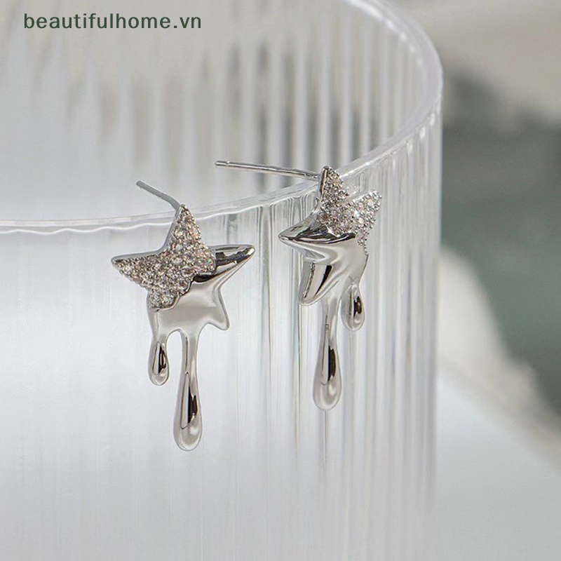 [beautifulhome] Bông Tai Đinh Tán Đính Đá Zircon Ngôi Sao Đơn Giản Thời Trang Hàn Quốc Cá Tính Dành Cho Nữ [beauty]