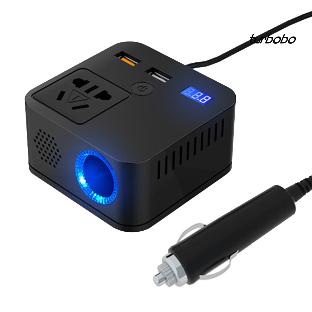 Bộ Chuyển Đổi Nguồn Điện 150W Kỹ Thuật Số USB QC3.0 DC12V Sang AC220V Cho Xe Hơi