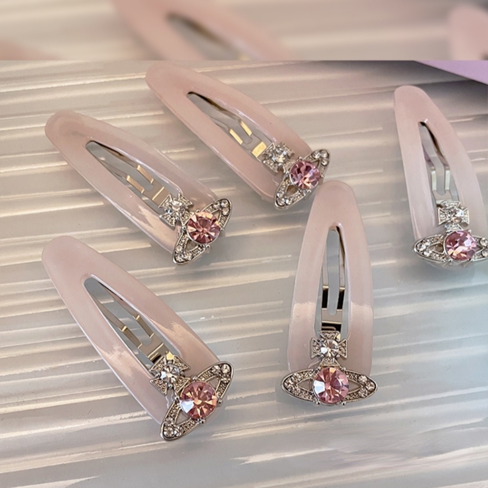 Kẹp Tóc Mini Hình Kim Cương Màu Hồng Ngọt Ngào Thời Trang Cho Nữ