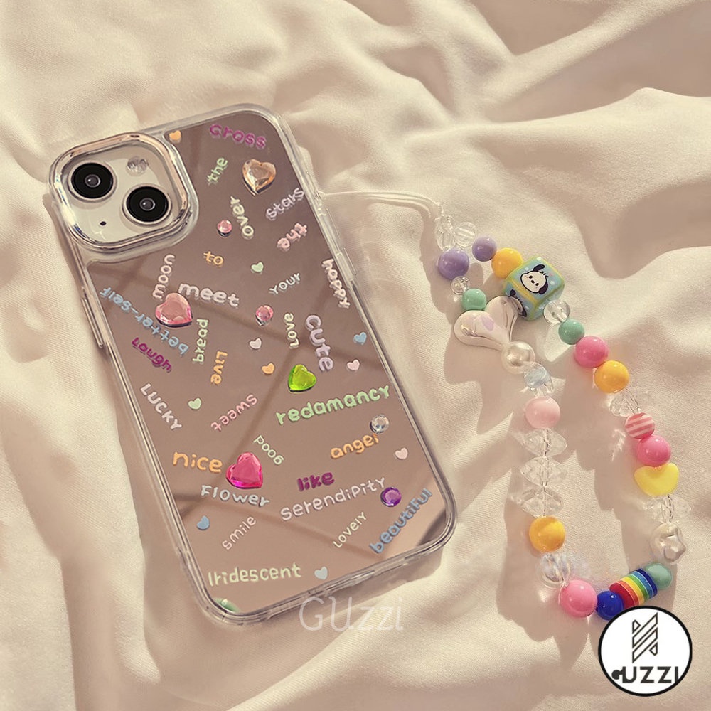 Ốp Lưng Gương Chữ Đầy Màu Sắc Tương Thích Cho Iphone 11 15 14 12 13 Pro Max Xr Xs Vòng Đeo Tay Hạt Tpu Ốp Lưng