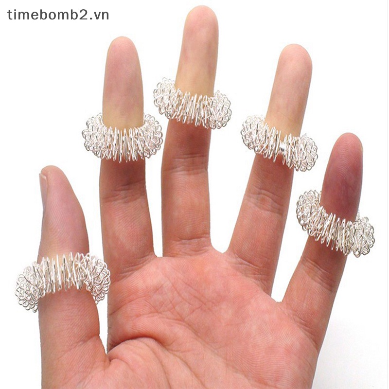 Set 10 Nhẫn Thép Không Gỉ Mát Xa Ngón Tay Giúp Thư Giãn