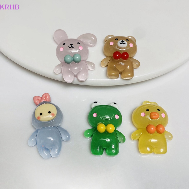 Set 5 Tượng Động Vật Mini Bằng Resin Màu Dạ Quang Dễ Thương Dùng Để Trang Trí Mới