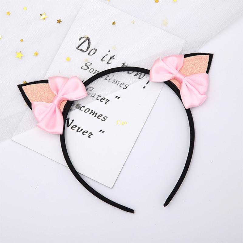 Băng Đô Cài Tóc Hình Tai Mèo Hoạt Hình Thắt Nơ Mới Lạ Cho Nữ