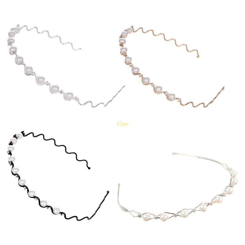 Cài Tóc Đính Ngọc Trai Giả Bằng Thép Gợn Sóng Phong Cách Hàn Quốc Tối Giản Dành Cho Cô Dâu