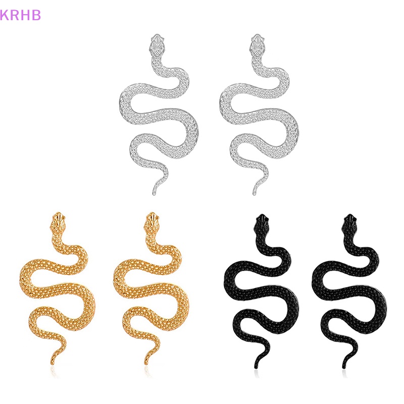 1 Đôi Khuyên Tai Kim Loại Hình Rắn Phong Cách Punk Cá Tính Mới