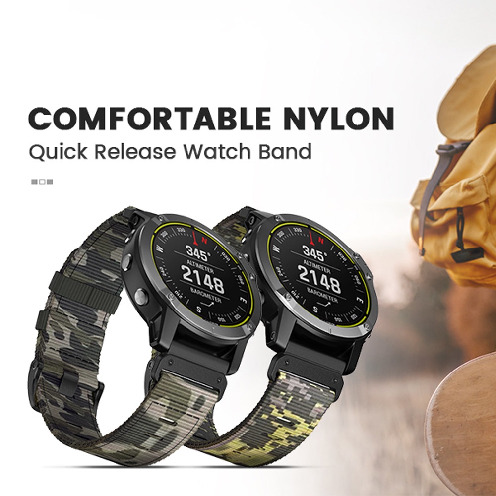 Dây Đeo Nylon 26mm 22mm Họa Tiết Rằn Ri Thay Thế Cho Garmin Fenix 7 7X 6 6X Pro 5 5X Plus 3 3HR 2 Marq Epix Gen2 Pro 47mm 51mm