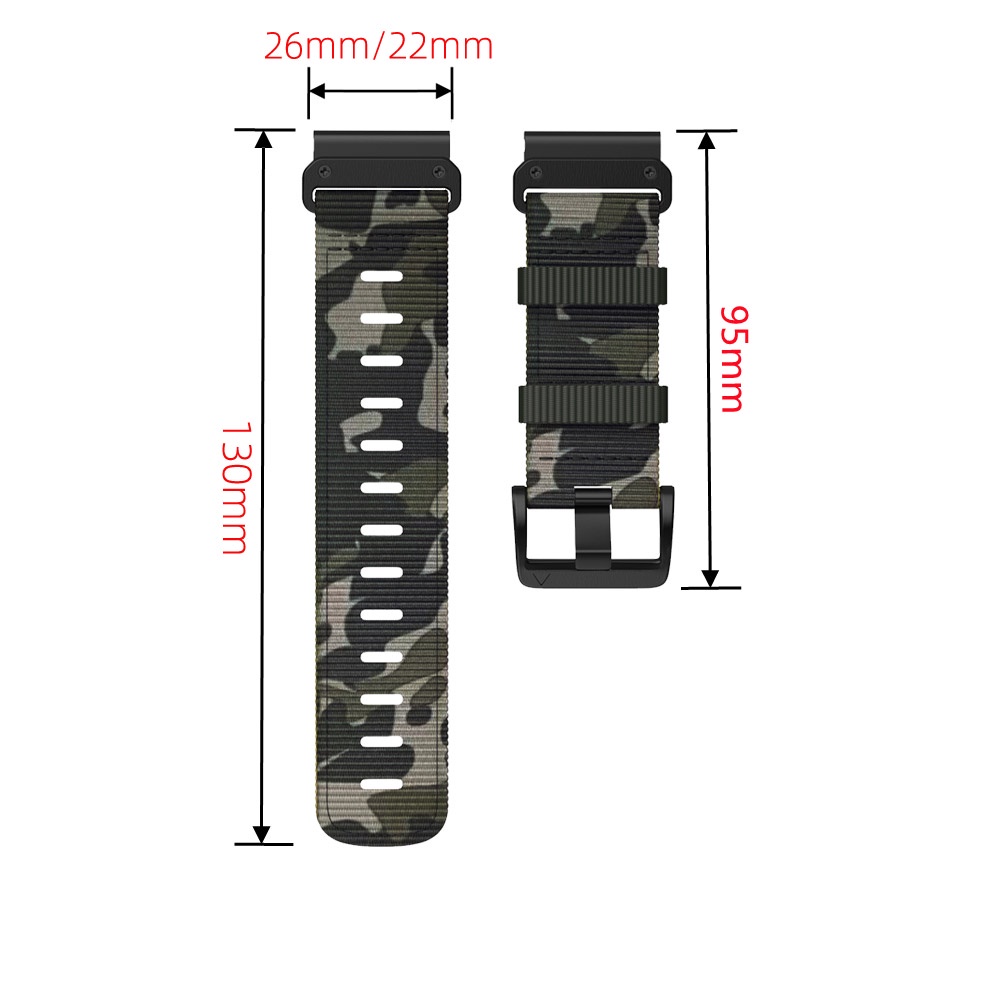 Dây Đeo Nylon 26mm 22mm Họa Tiết Rằn Ri Thay Thế Cho Garmin Fenix 7 7X 6 6X Pro 5 5X Plus 3 3HR 2 Marq Epix Gen2 Pro 47mm 51mm