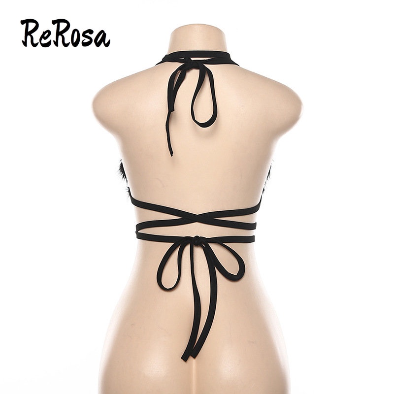 Rerosa Áo Hai Dây Vải Nhung Màu Trơn Cho Nữ