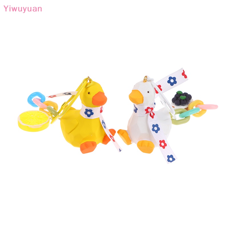 < Yiwuyuan > Móc Chìa Khóa Hình Vịt Vàng Nhỏ Thắt Nơ Hoạt Hình Dễ Thương Trang Trí Ba Lô Xe Hơi Ch