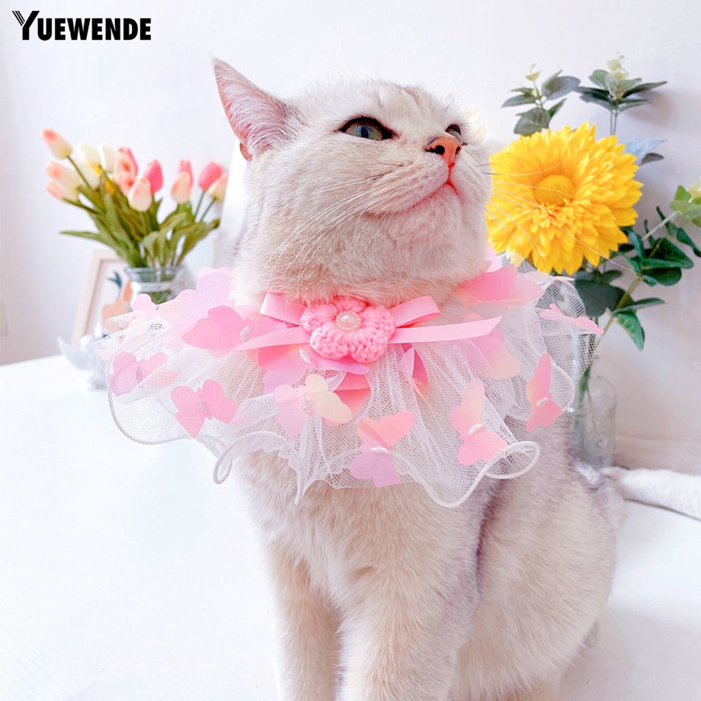 Yếm Đeo Cổ YQ.E Viền Ren Hoa Dễ Thương Thời Trang Tiện Dụng Cho Thú Cưng Ngoài Trời