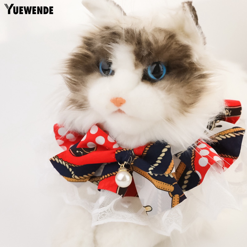 Yq.e Vòng Cổ Đính Ngọc Trai Giả Thân Thiện Với Da Không Dị Ứng Trang Trí Vòng Cổ Cho Thú Cưng Bằng Polyester In Hình Mèo