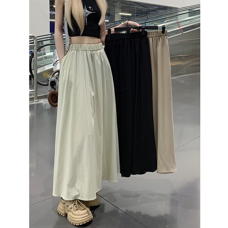 SUXI Chân Váy Chữ A Lưng Thun Cao Màu Sắc Ngọt Ngào Thời Trang Mùa Hè Cho Nữ