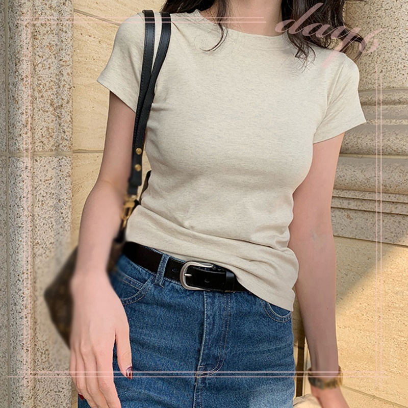 Áo Thun Nữ Tay Ngắn Màu Trơn Thời Trang Hàn Quốc