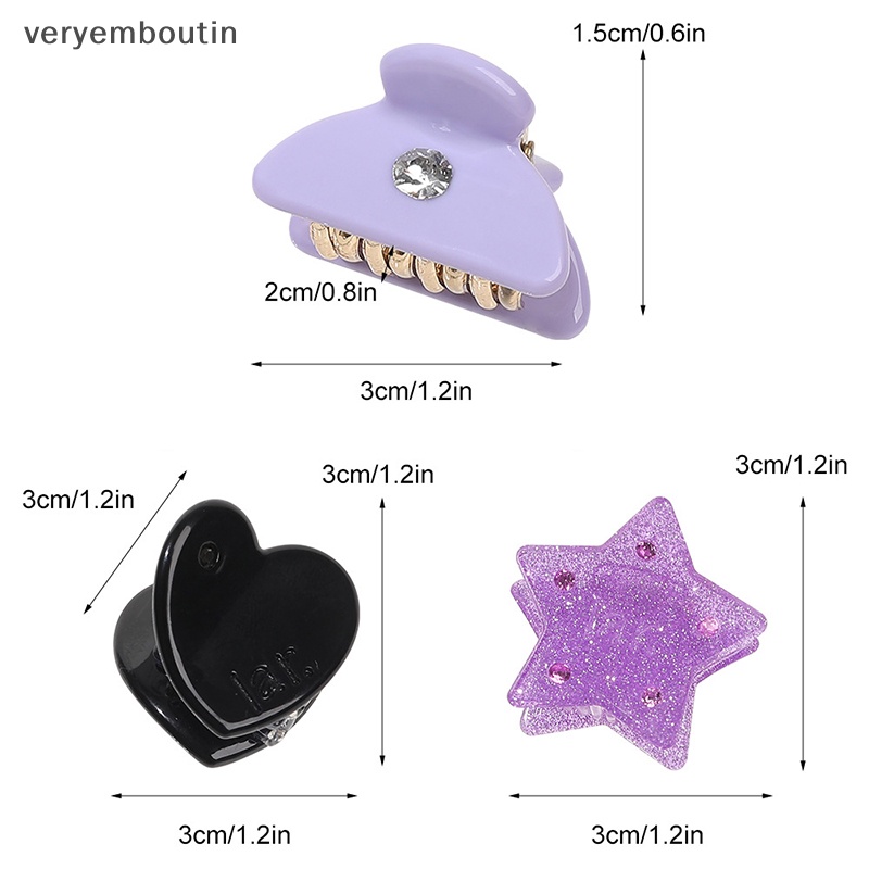 Bộ 2 Kẹp Tóc Đính Đá Hình Ngôi Sao / Trái Tim Dễ Thương Cho Bé Gái