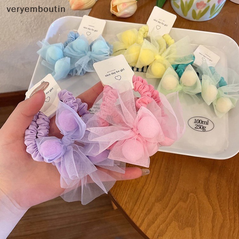 Dây Cột Tóc Cao Su Co Giãn Đính Nơ Màu Kẹo Dễ Thương Cho Bé Gái