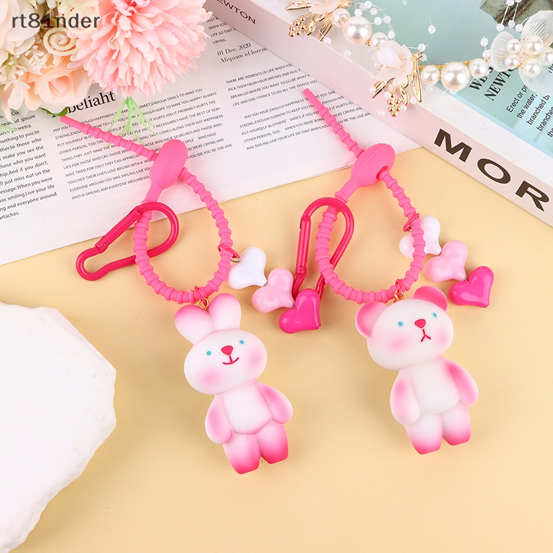 Rt Móc Khóa Hình Thỏ / Gấu Hoạt Hình Màu Hồng Dễ Thương Trang Trí Ba Lô / Ô Tô