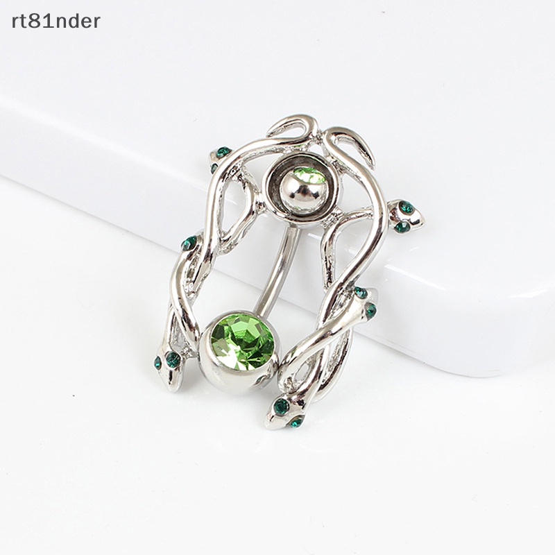 Rt Khuyên Rốn Bằng Thép Không Gỉ Hình Rắn Đính Đá Xanh Lá Sáng Tạo Không Gây Dị Ứng Cho Nữ