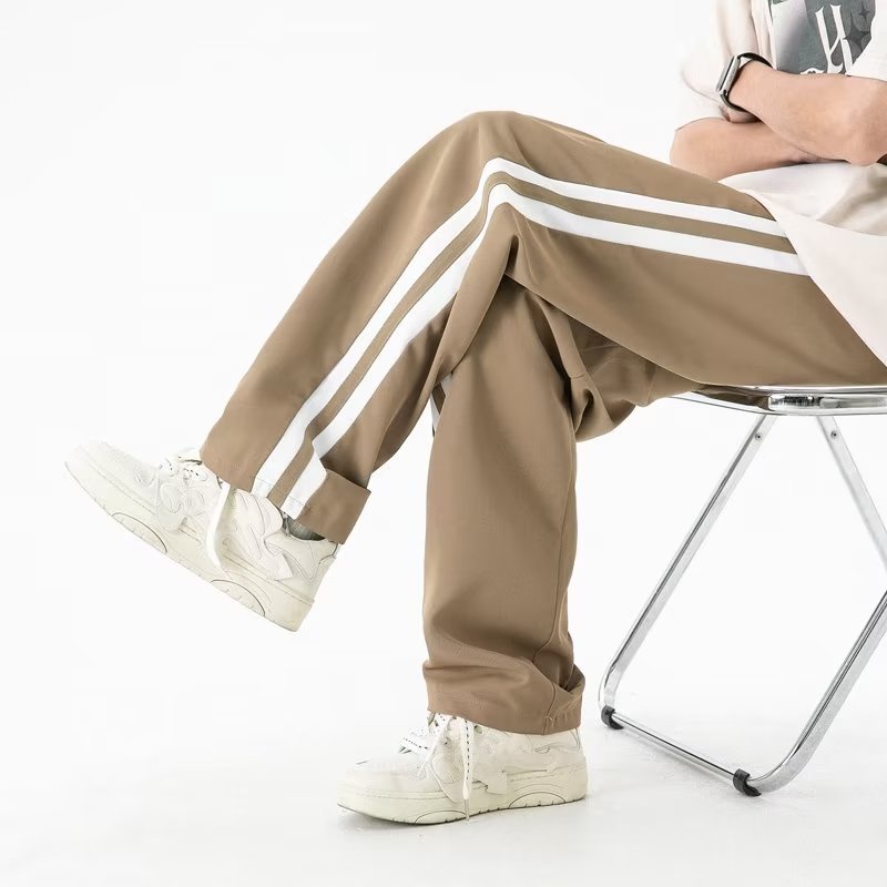 Quần Dài Thể Thao Dáng Rộng Cỡ Lớn Họa Tiết Kẻ Sọc Phong Cách Đường Phố Mỹ Thời Trang Mùa Hè Mới Cho Nam