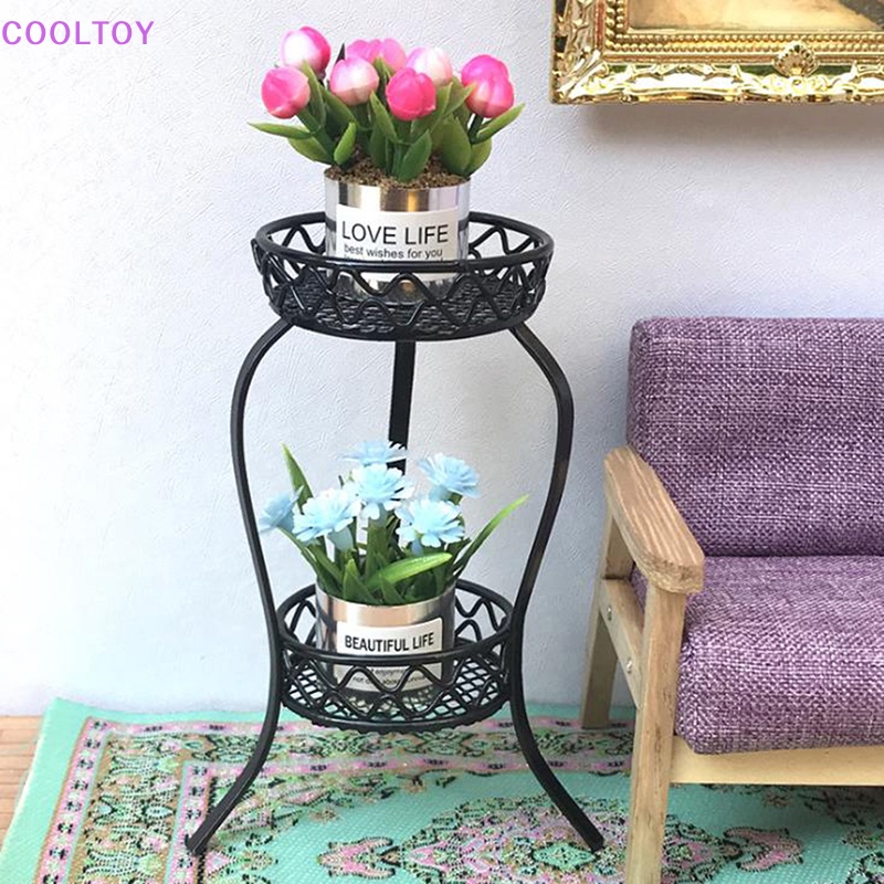 Giá Đỡ Chậu Hoa Bằng Sắt Mini Tỷ Lệ 1: 12 Độc Đáo Trang Trí Nhà Búp Bê