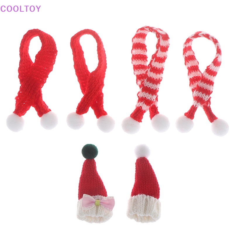 Nón Và Khăn Choàng Giáng Sinh Thời Trang Cho Nhà Búp Bê 1: 6 1: 12