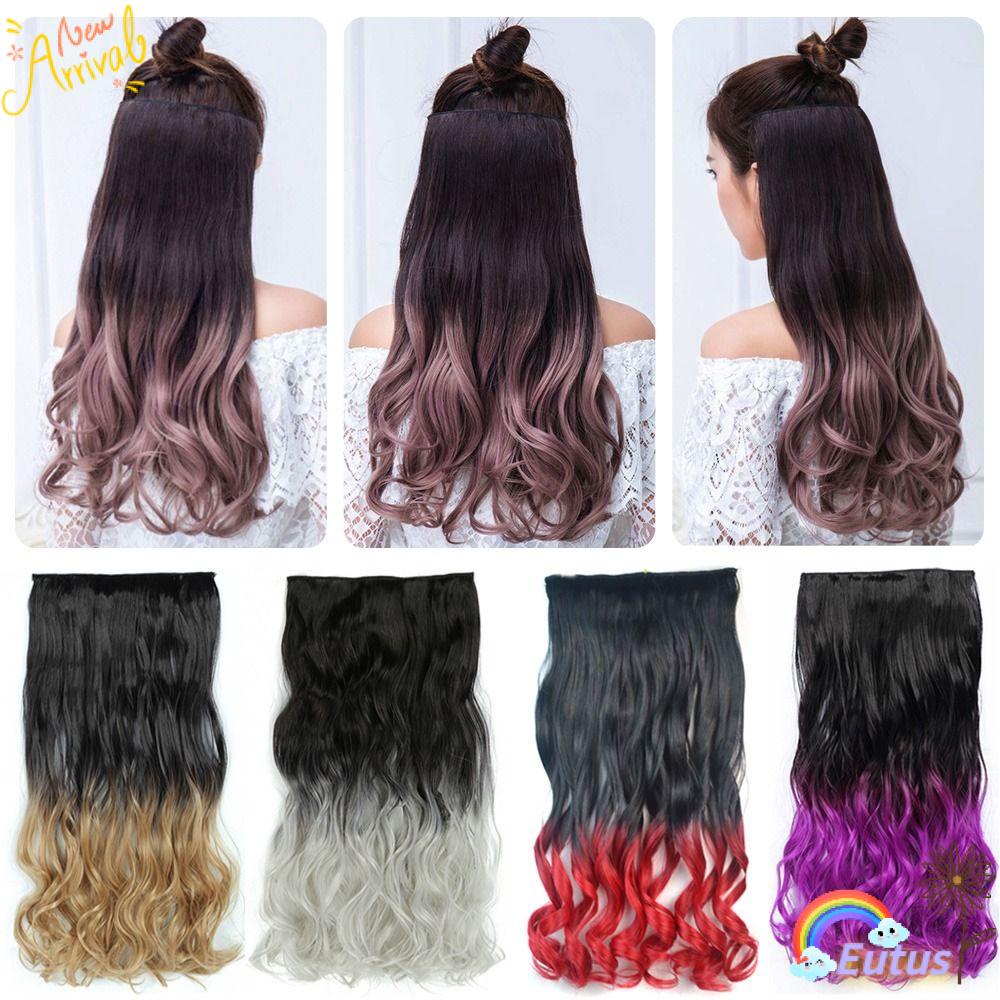 Bộ Tóc Giả Dài Sợi Tổng Hợp Màu Gradient Thời Trang Dành Cho Nữ