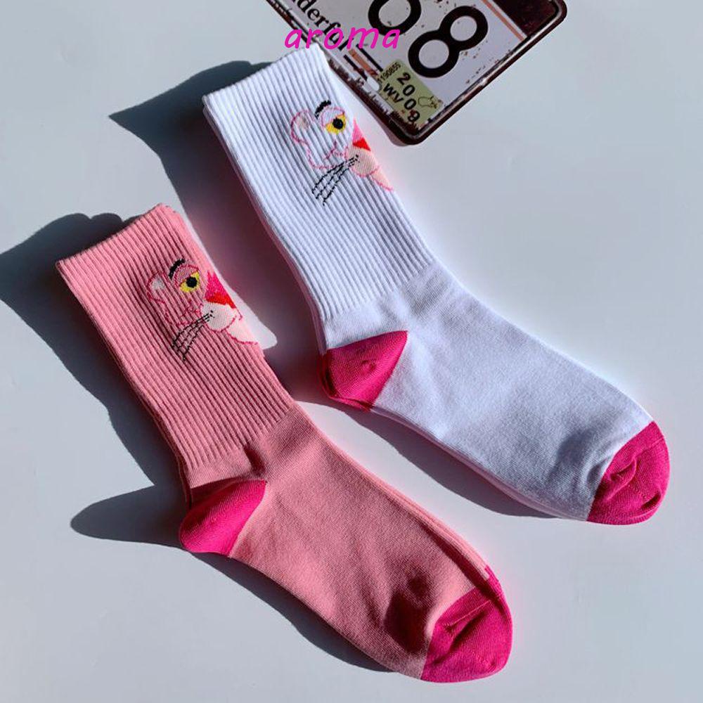 Vớ Thể Thao Ống Vừa In Hình Báo Hồng Thời Trang