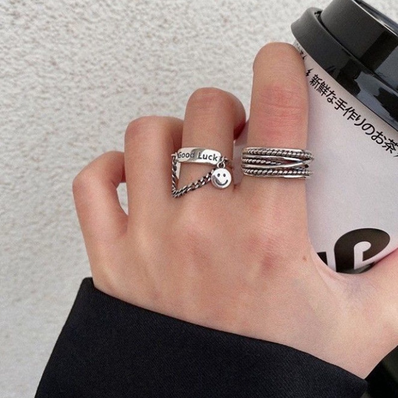 Ygt Nhẫn Hình Mặt Cười Phong Cách Hip Hop Hàn Quốc Cổ Điển Có Thể Điều Chỉnh K
