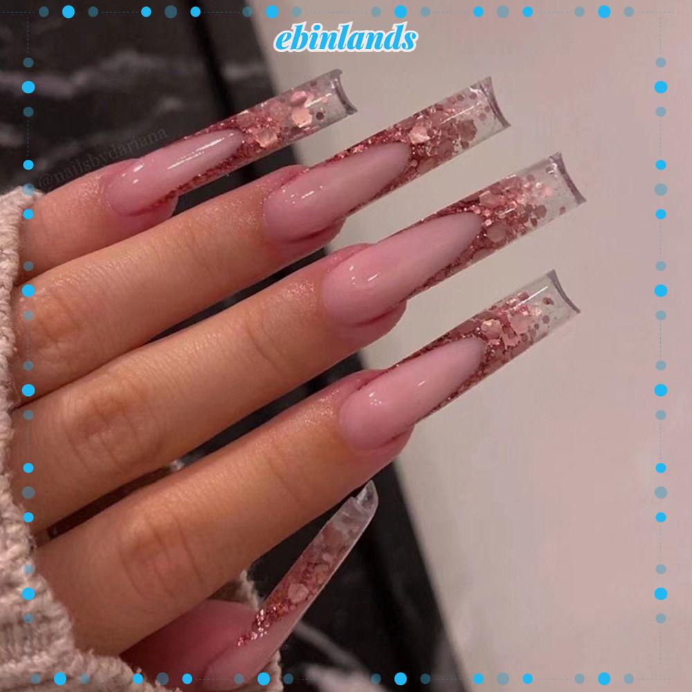 Set 24 Móng Tay Giả Che Phủ Toàn Diện Họa Tiết Bướm