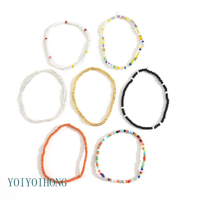 Bộ 7 Lắc Chân Nhiều Màu Sắc Phong Cách Boho Thời Trang Đi Biển Mùa Hè