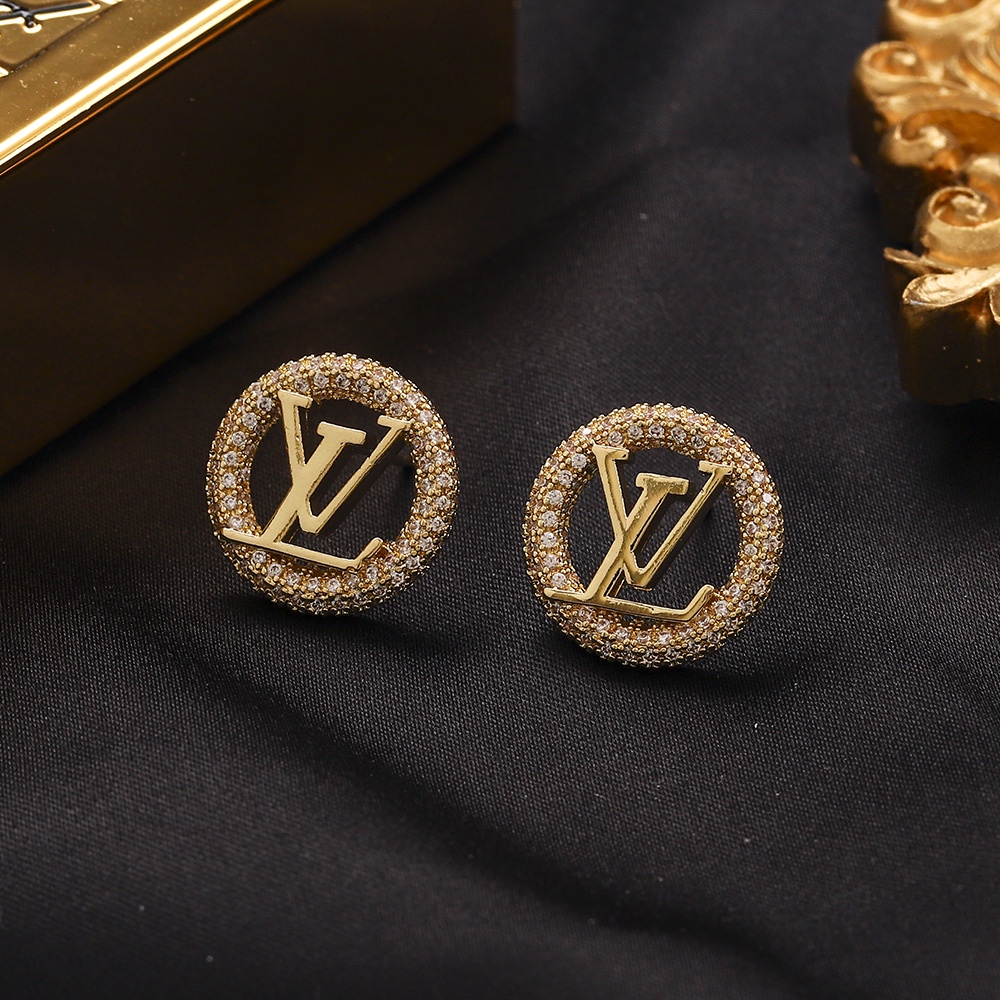 LOUIS VUITTON Bông Tai LV Dạng Vòng Bằng Thép Titan In Chữ Thời Trang Cho Nữ