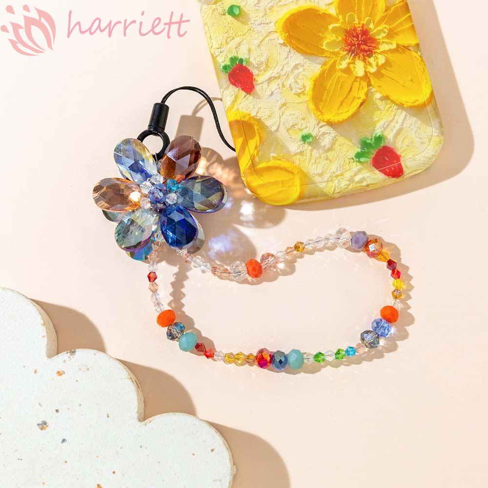 Ốp Điện Thoại Họa Tiết Hoa Phong Cách Bohemian Kèm Dây Đeo Tay Và Chuỗi Hạt Thời Trang|Dây Đeo Điện Thoại Kết Hạt Thủy Tinh Chống Thất Lạc Tiện Dụng