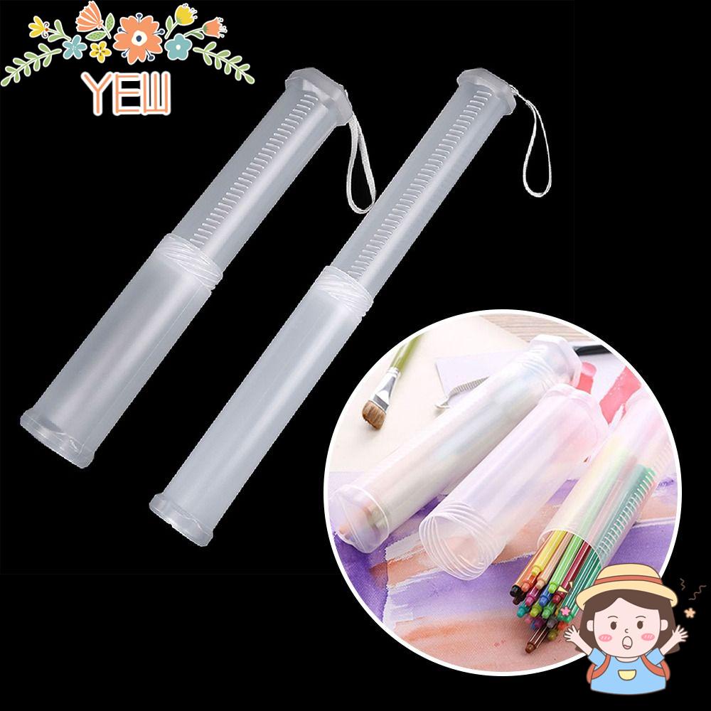 Set 2 Ống Đựng Bút Trong Suốt Hình Trụ Tiện Dụng Cho Trường Học / Văn Phòng