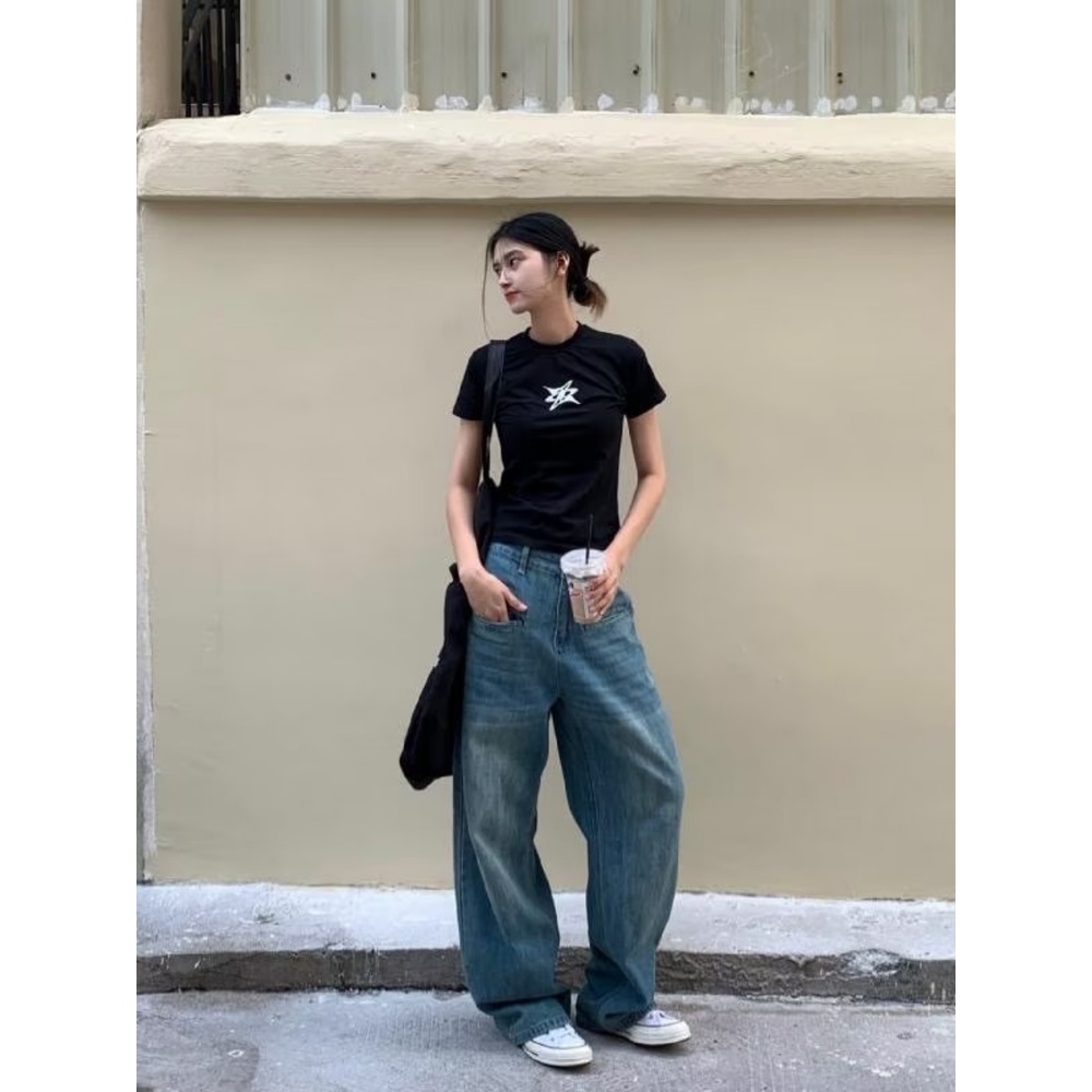 Quần Jean Ống Rộng Thời Trang Mùa Hè Phong Cách Mới 2022 Cho Nam Và Nữ