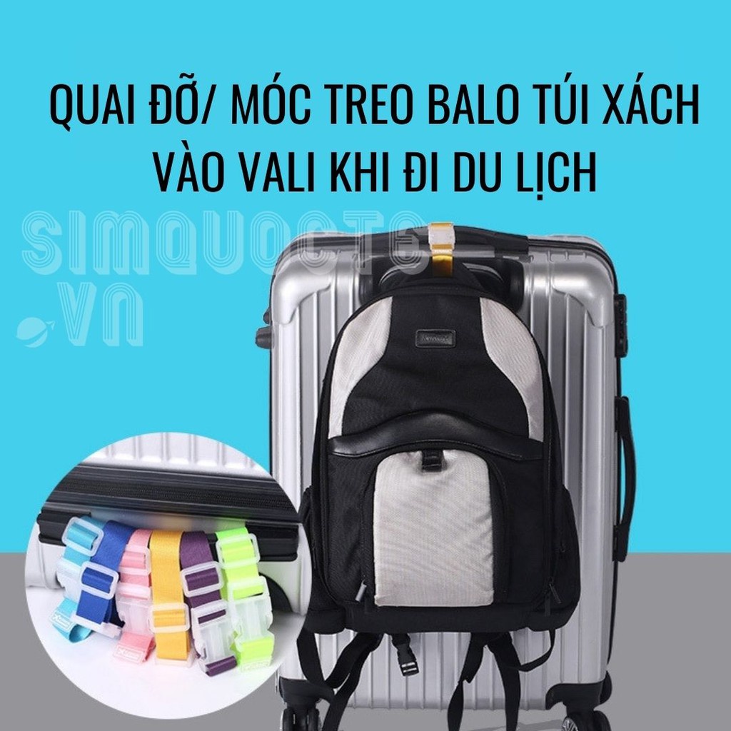 Dây đỡ vali nhiều màu Quai treo Móc đỡ balo túi xách vào Vali chắc chắn tiện dụng dùng đi du lịch