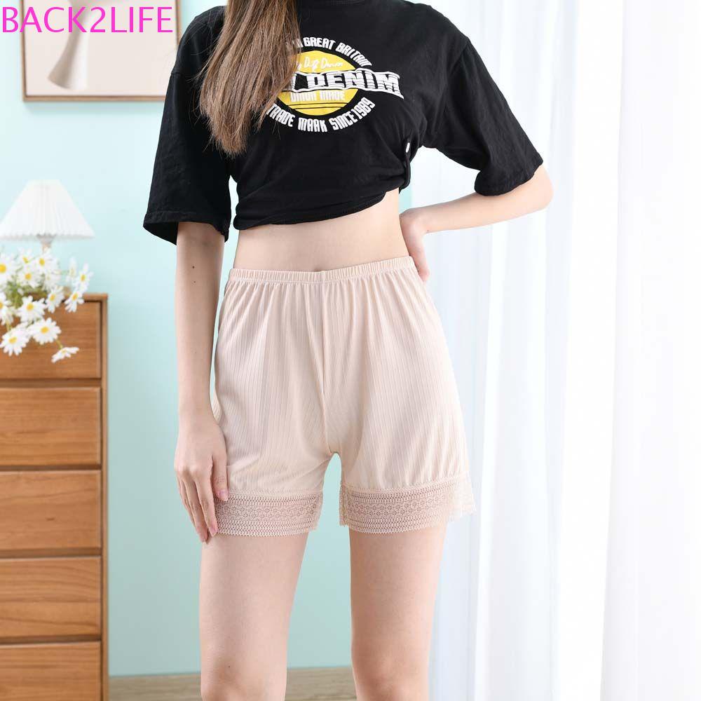 Quần Short Mặc Ngủ Bằng Lụa Mát Phối Ren Lưng2Life