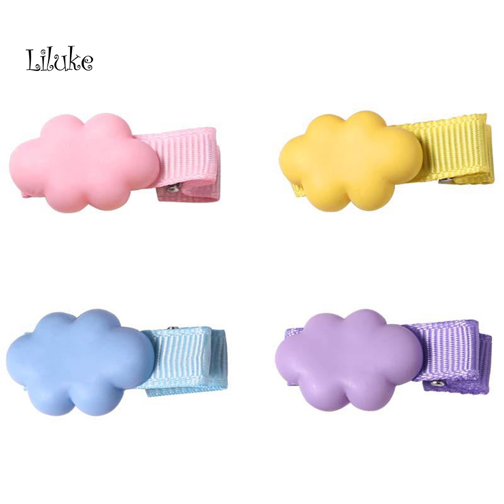 Kẹp Tóc Màu Trơn Trang Trí Hình Kẹo Mút Và Đám Mây Dễ Thương Cho Nữ