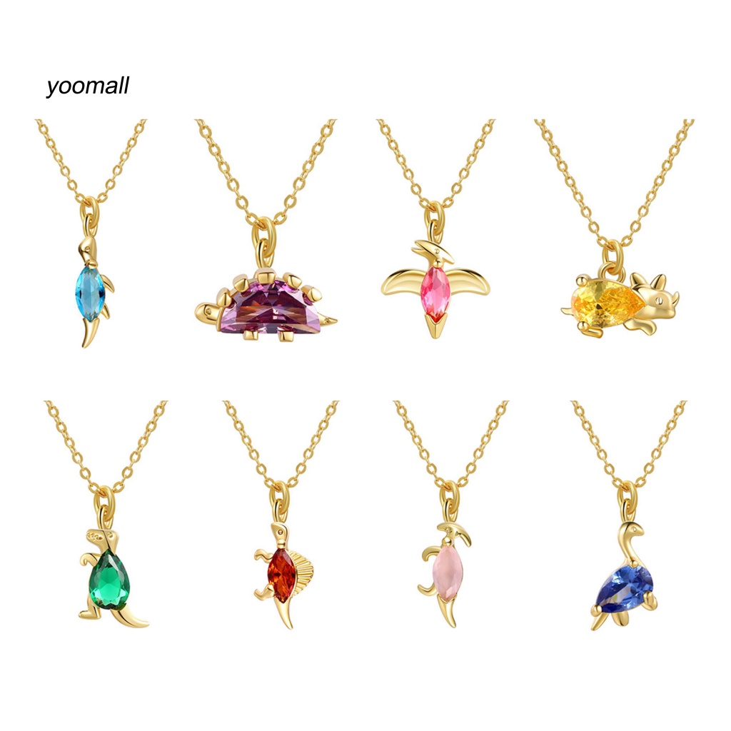 Yo / Vòng cổ Mặt Hình Khủng Long Đính Đá Zircon Mạ Điện Lâu Trôi Mặc Hàng Ngày