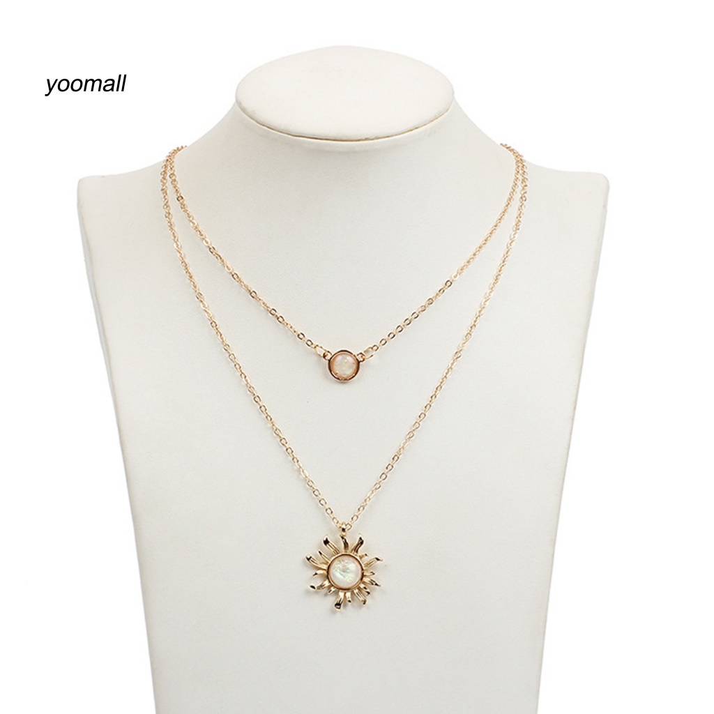 Vòng cổ Hai Lớp Mặt Hoa Hướng Dương Sáng Bóng Tinh Tế Cho Nữ