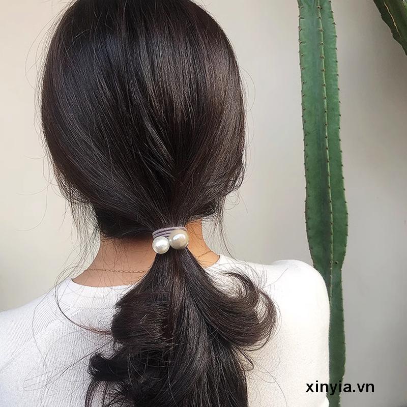 Dây Cột Tóc Cao Su Phối Hạt Ngọc Trai Nhân Tạo Siêu Xinh