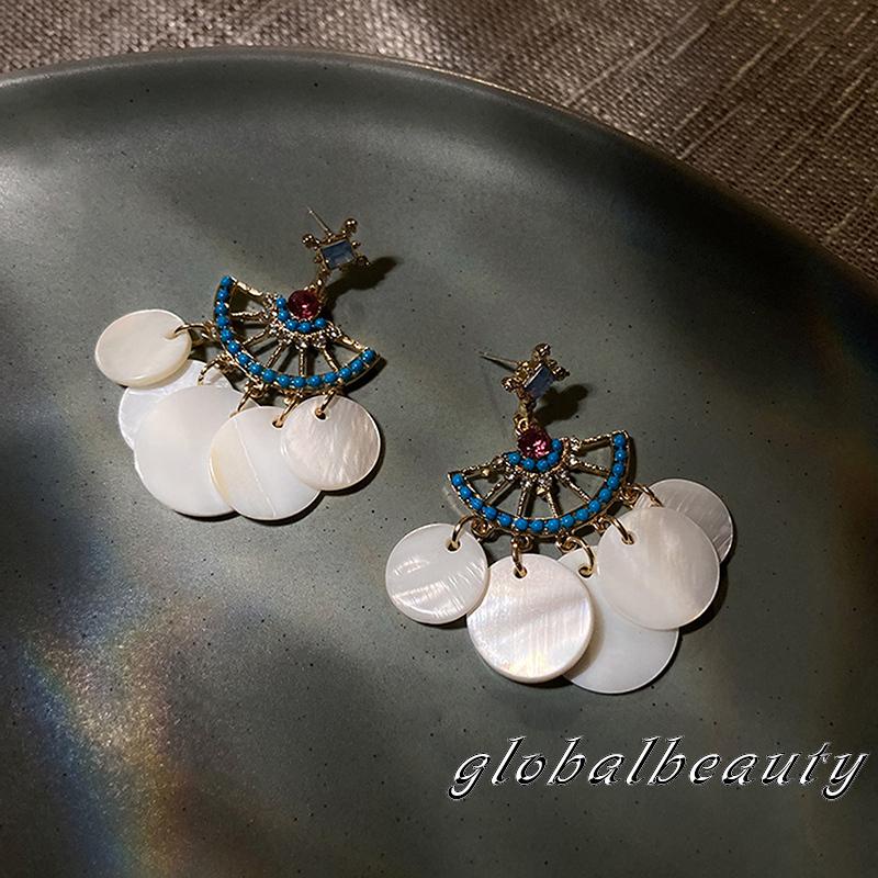 Bông Tai Dáng Dài Hình Tròn Phong Cách Vintage Thanh Lịch Cho Nữ