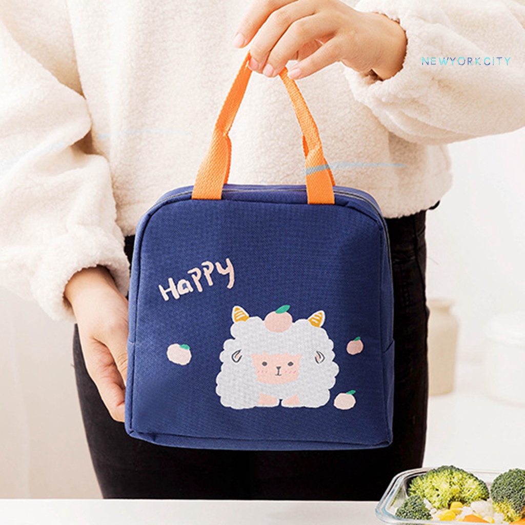Túi Đựng Hộp Cơm Trưa Cách Nhiệt Bằng Vải Oxford Họa Tiết Hoạt Hình Sức Chứa Lớn Có Khóa Kéo Cho Hộ Gia Đình
