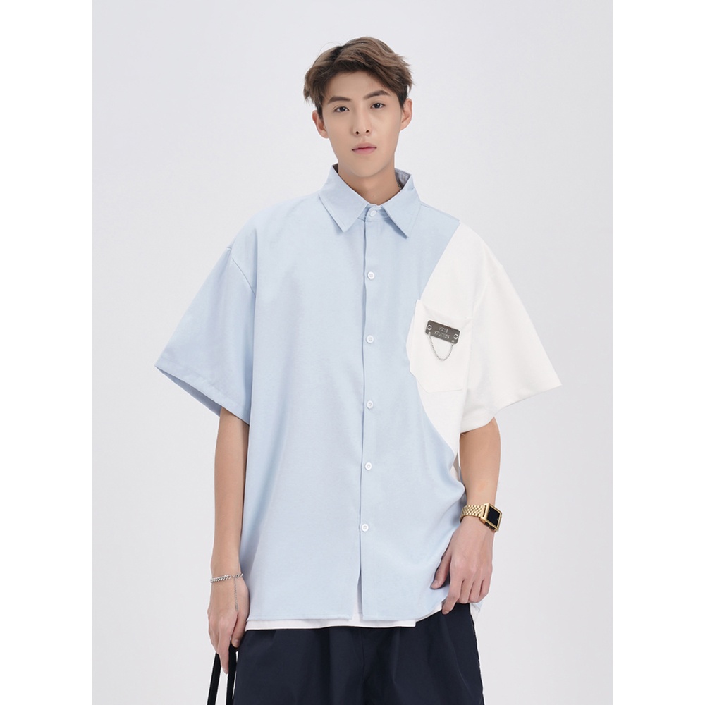 Áo Sơ Mi Denim Tay Ngắn Dáng Rộng Thêu Họa Tiết Phong Cách Hàn Quốc Thời Trang Mùa Hè 2023 Mới