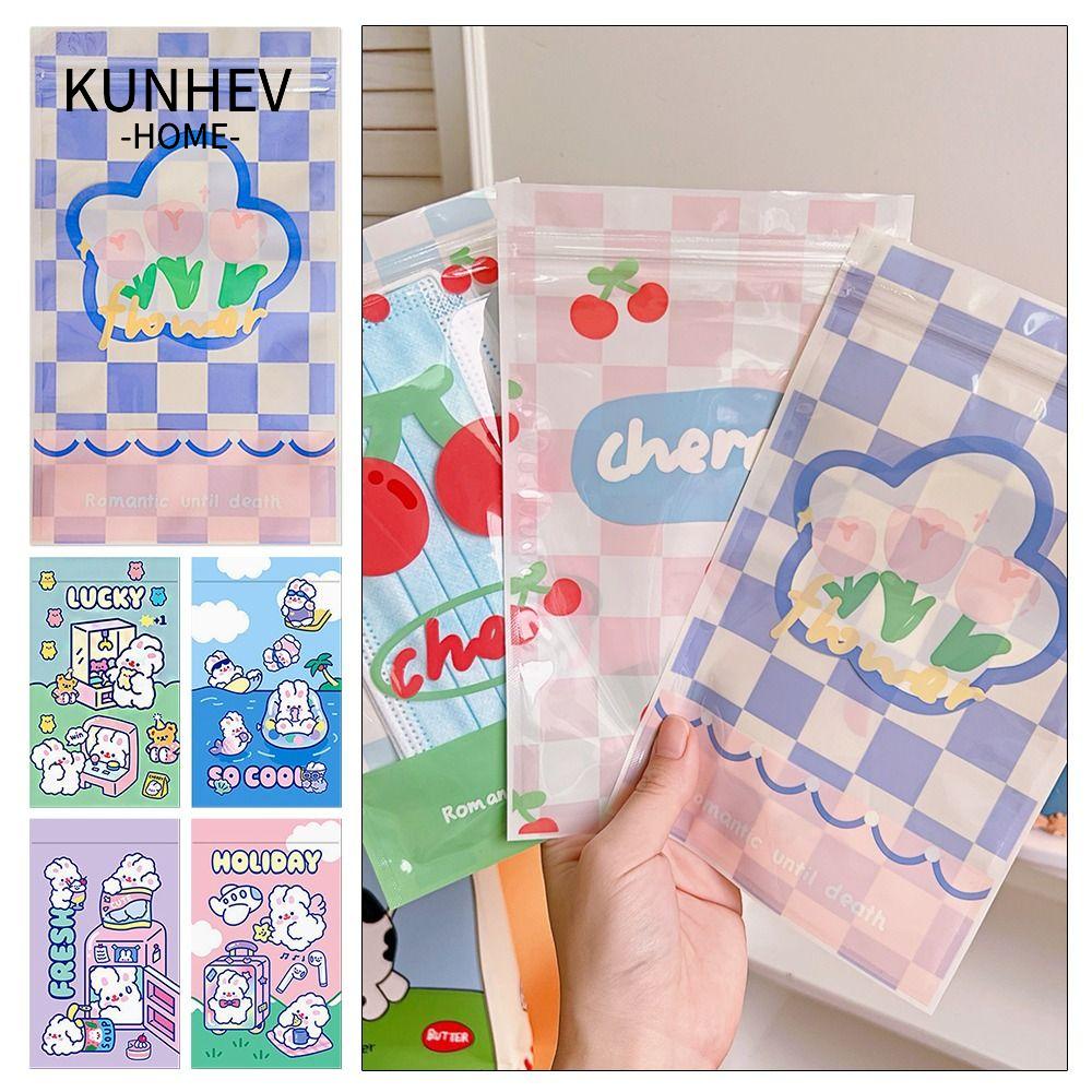 KUNHEV Túi Zip Nhựa Chống Thấm Nước In Hình Thỏ Hoạt Hình Dễ Thương Đựng Bánh Quy / Quà Tặng