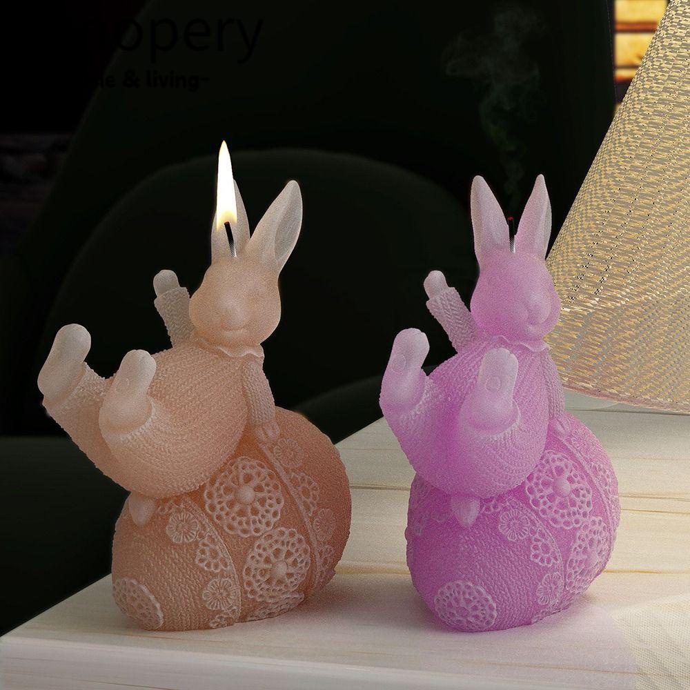 CONOPERY Khuôn Làm Nến Hình Thỏ Và Trứng Thủ Công Bằng Nhựa Resin