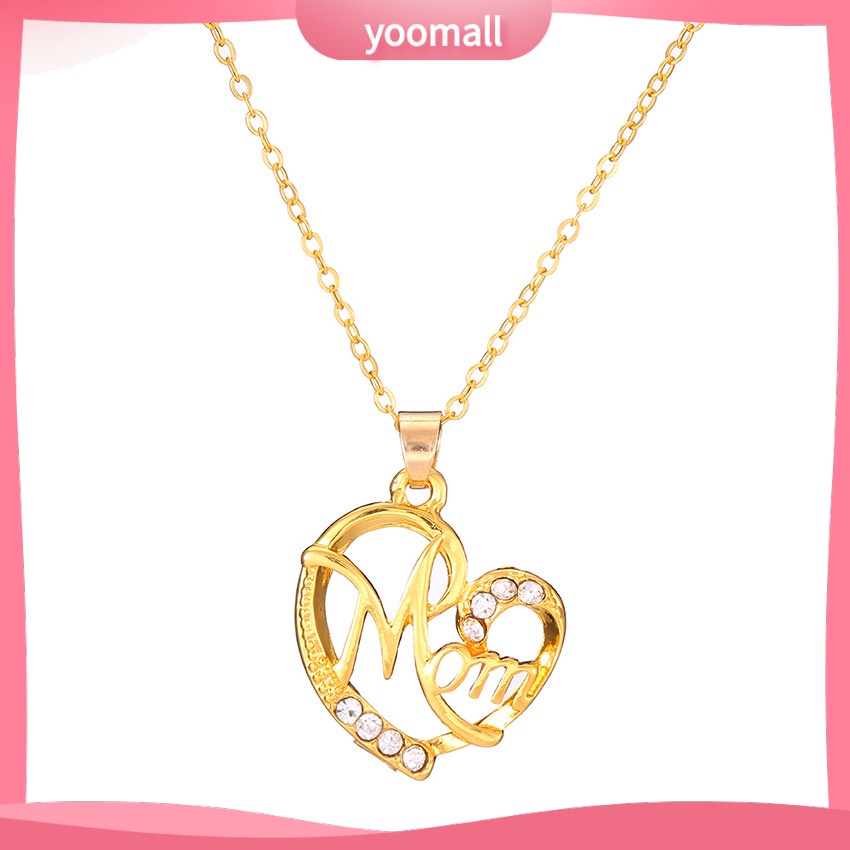 [YM] Vòng cổ Mặt Hình Trái Tim Đính Kim Cương Chữ mom