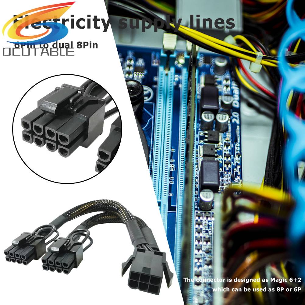 Thẻ Đồ Họa 6Pin PCI-E Sang 2x8Pin (6 + 2) GPU Cho Dây Cáp BTC