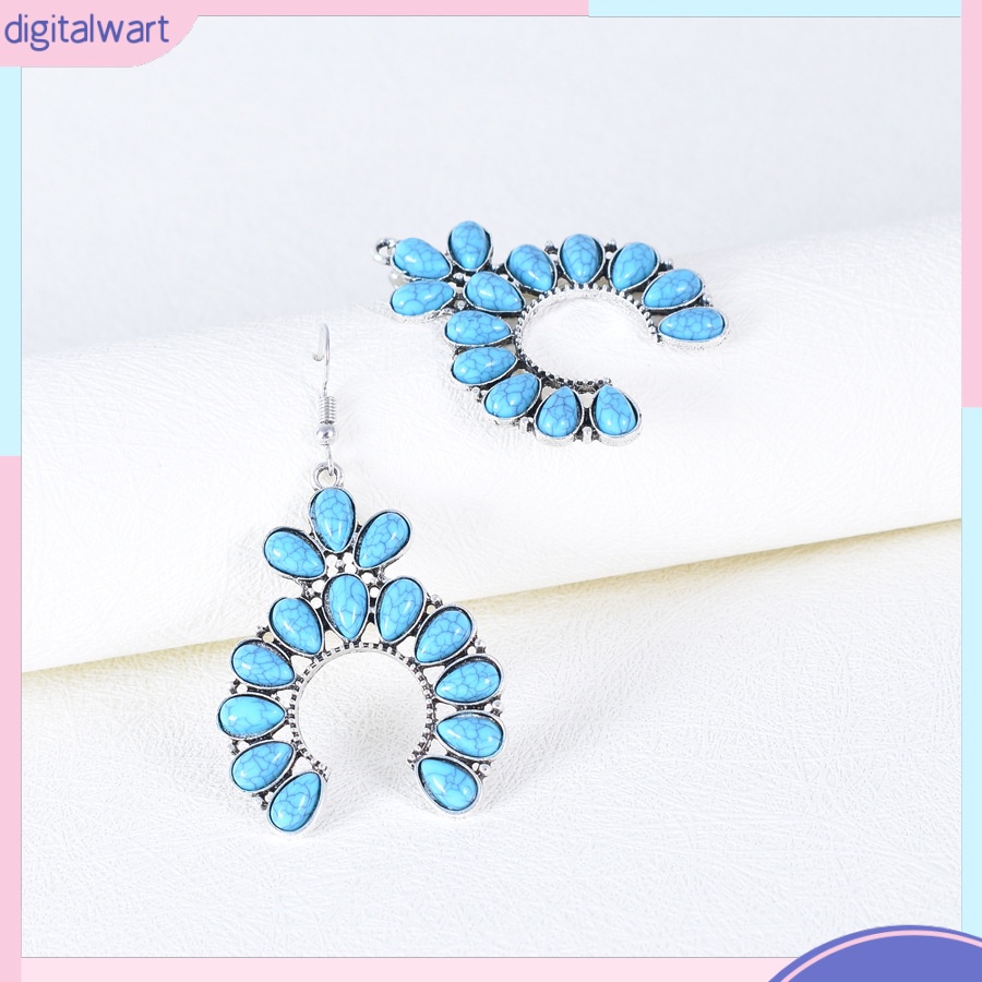 Bông Tai Hình Học Đính Đá Ngọc Lam Phong Cách Âu Mỹ Cá Tính Dành Cho Nữ