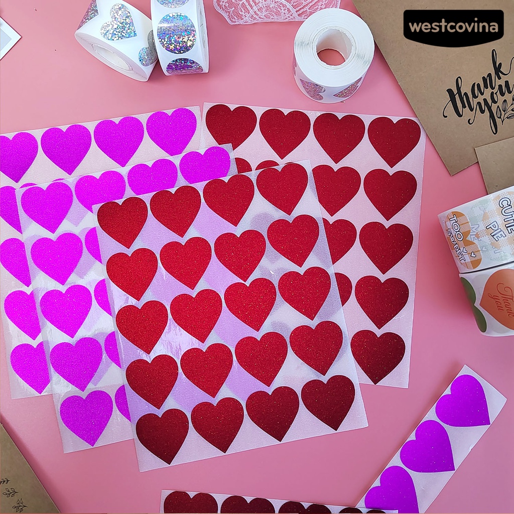 [WSTN]✎Bộ 40 Miếng Dán Trang Trí Hình Trái Tim Lấp Lánh Tháo Gỡ Dễ Dàng