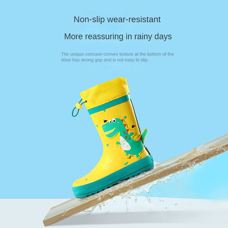 Ủng Cao Su Đi Mưa Chống Thấm Nước Chống Trượt Hình Khủng Long Dễ Thương Cho Bé